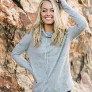 Zyia Active Light Gray Drawstring Hoodie